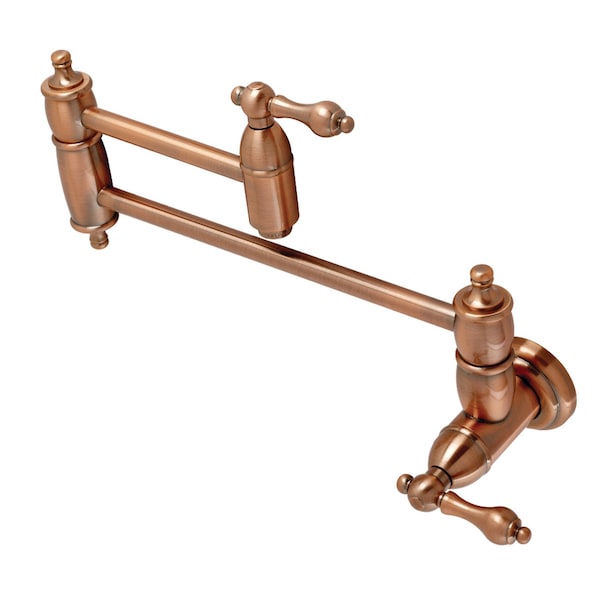 KS310ALAC Restoration Wall Mount Pot Filler Kitchen Faucet, Copper
